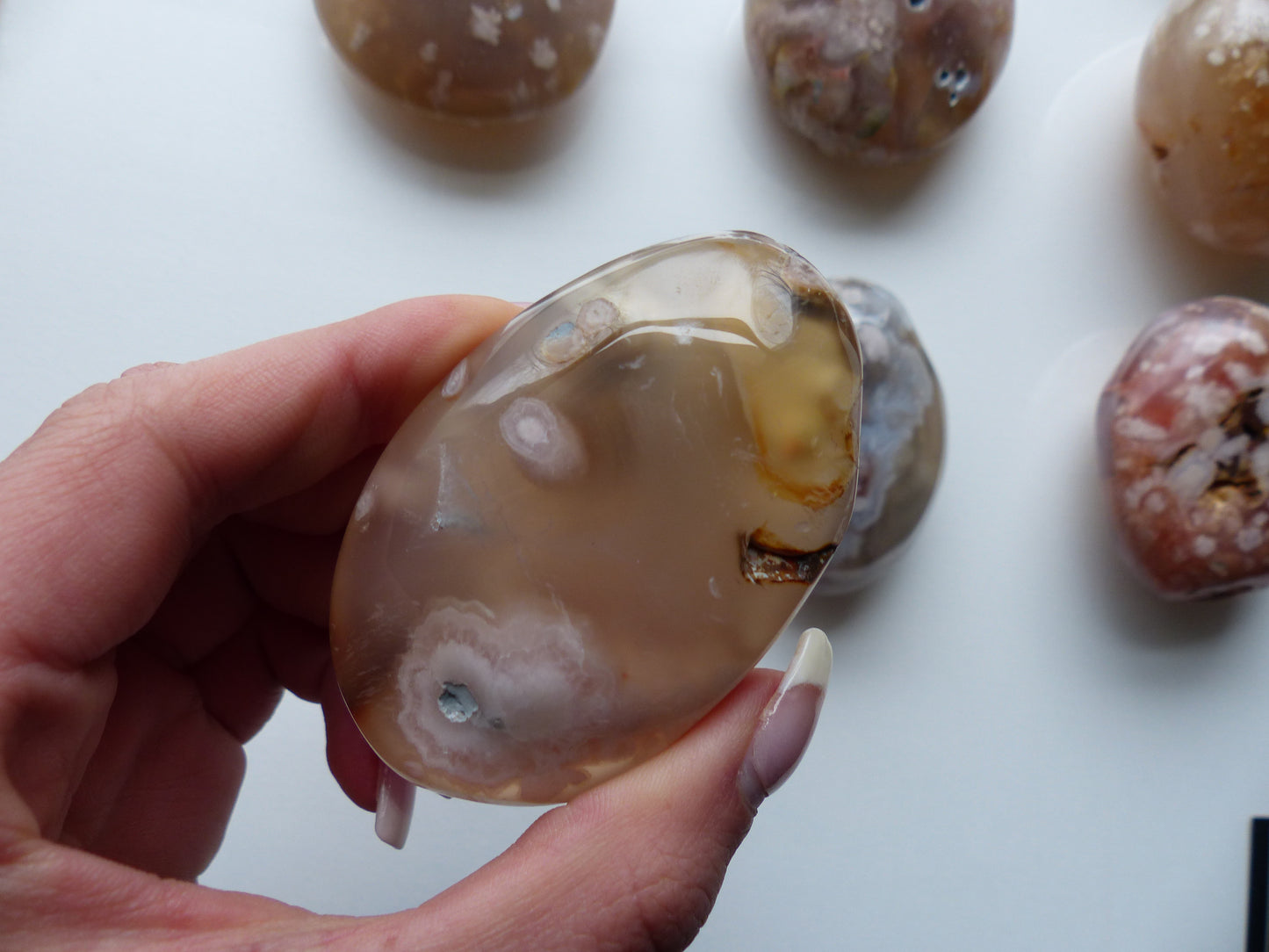 Flower Agate Palm Stone (#22)