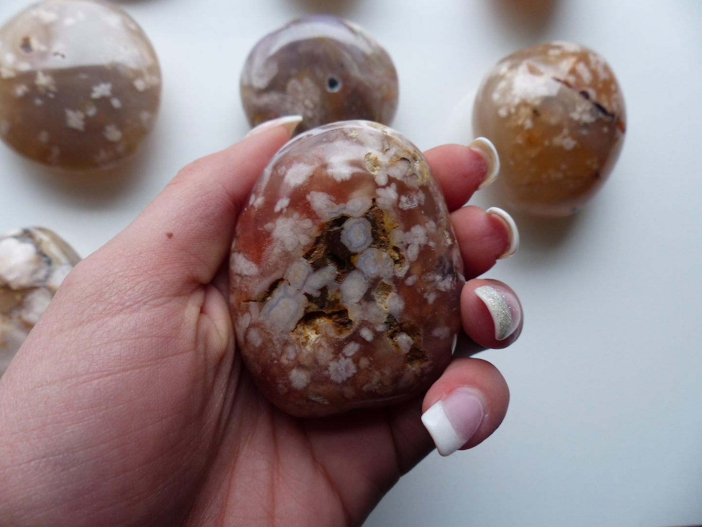 Flower Agate Palm Stone (#14)