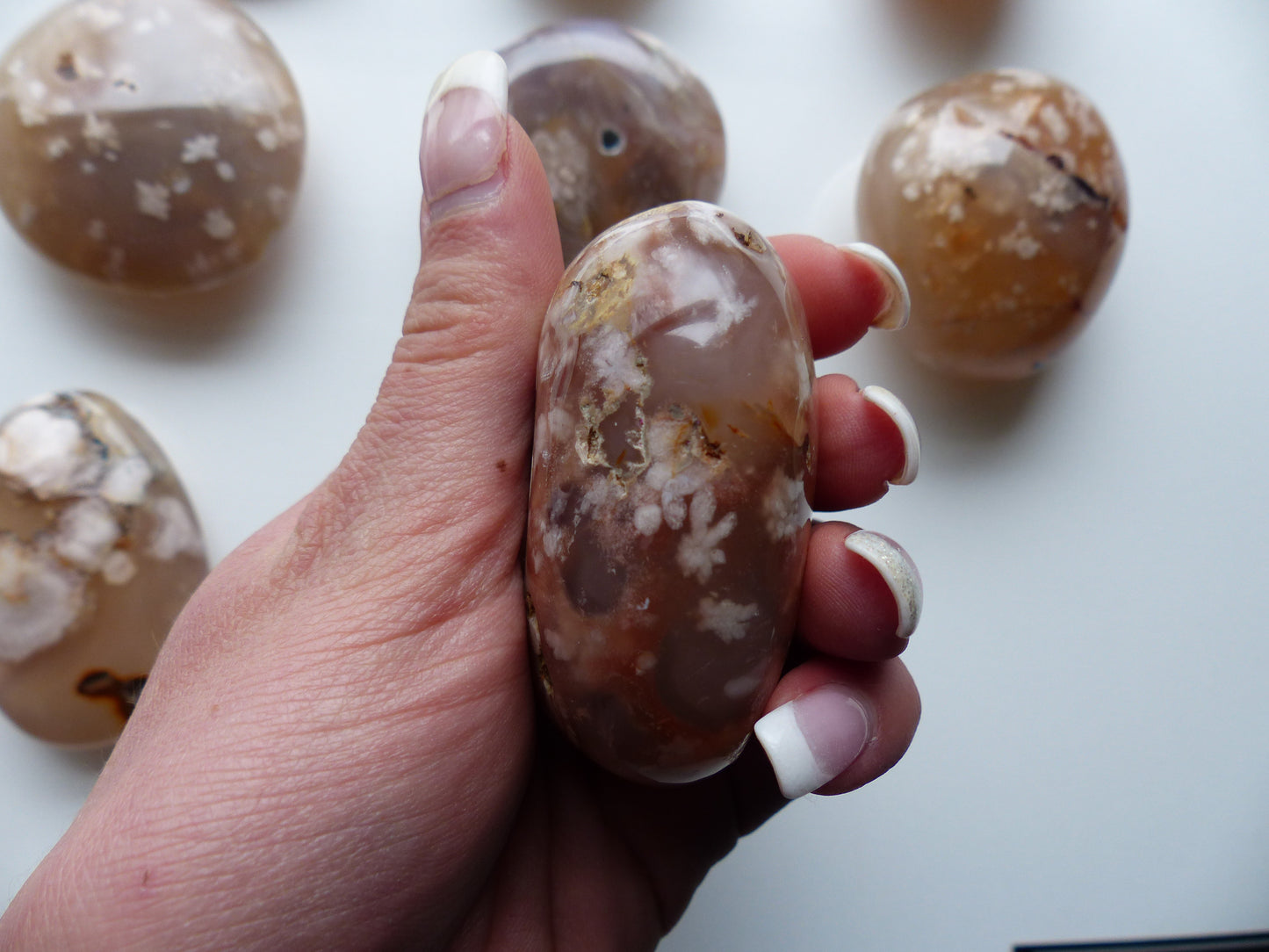 Flower Agate Palm Stone (#14)