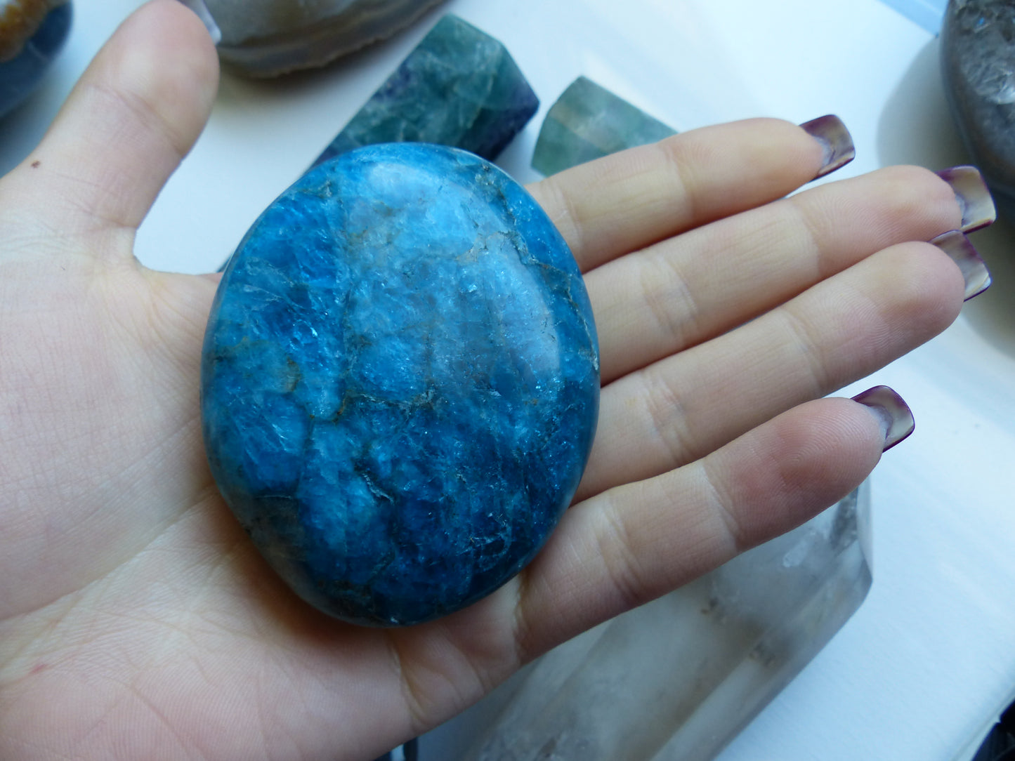 Blue Apatite Palm Stone (#8)