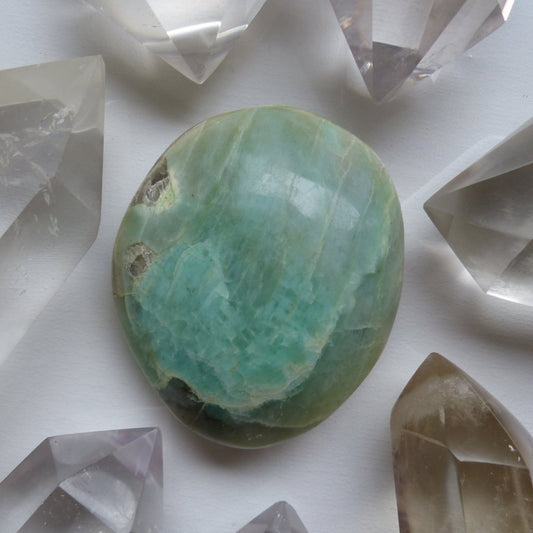 Garnierite Palm Stone with Blue Flash (#1)