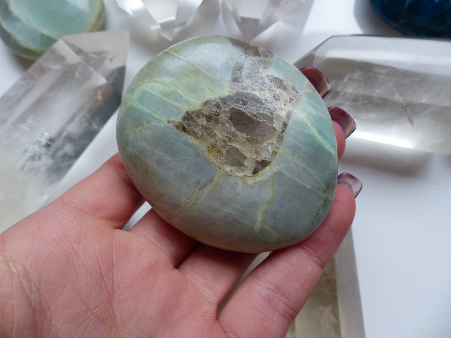 Garnierite Palm Stone with Blue Flash (#1)