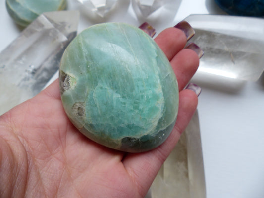 Garnierite Palm Stone with Blue Flash (#1)