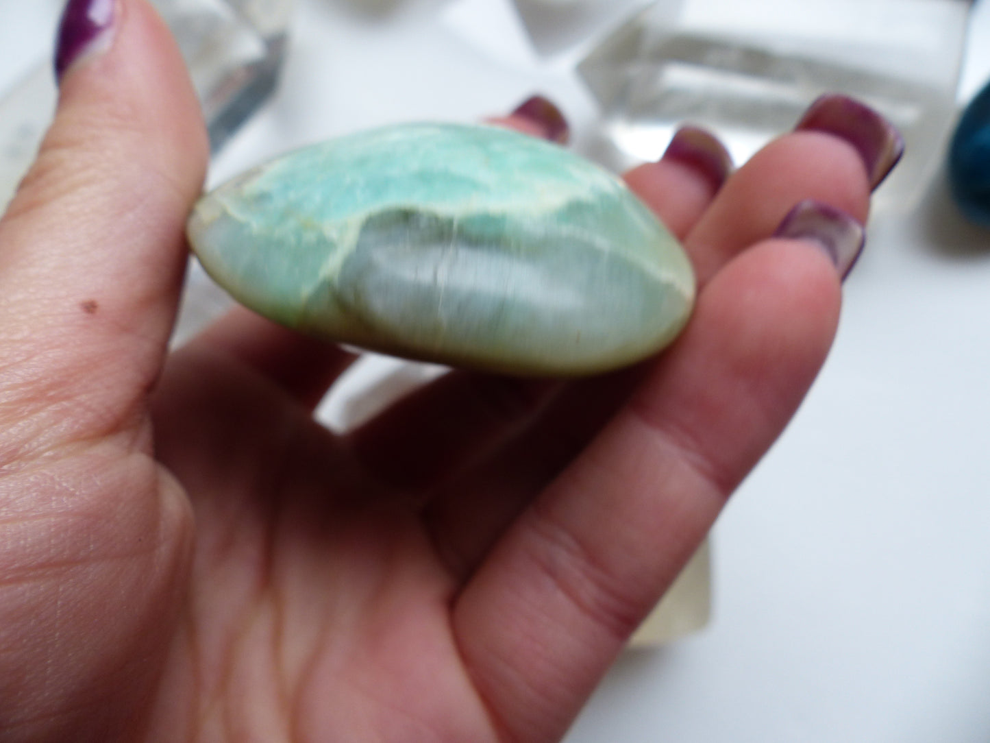 Garnierite Palm Stone with Blue Flash (#1)