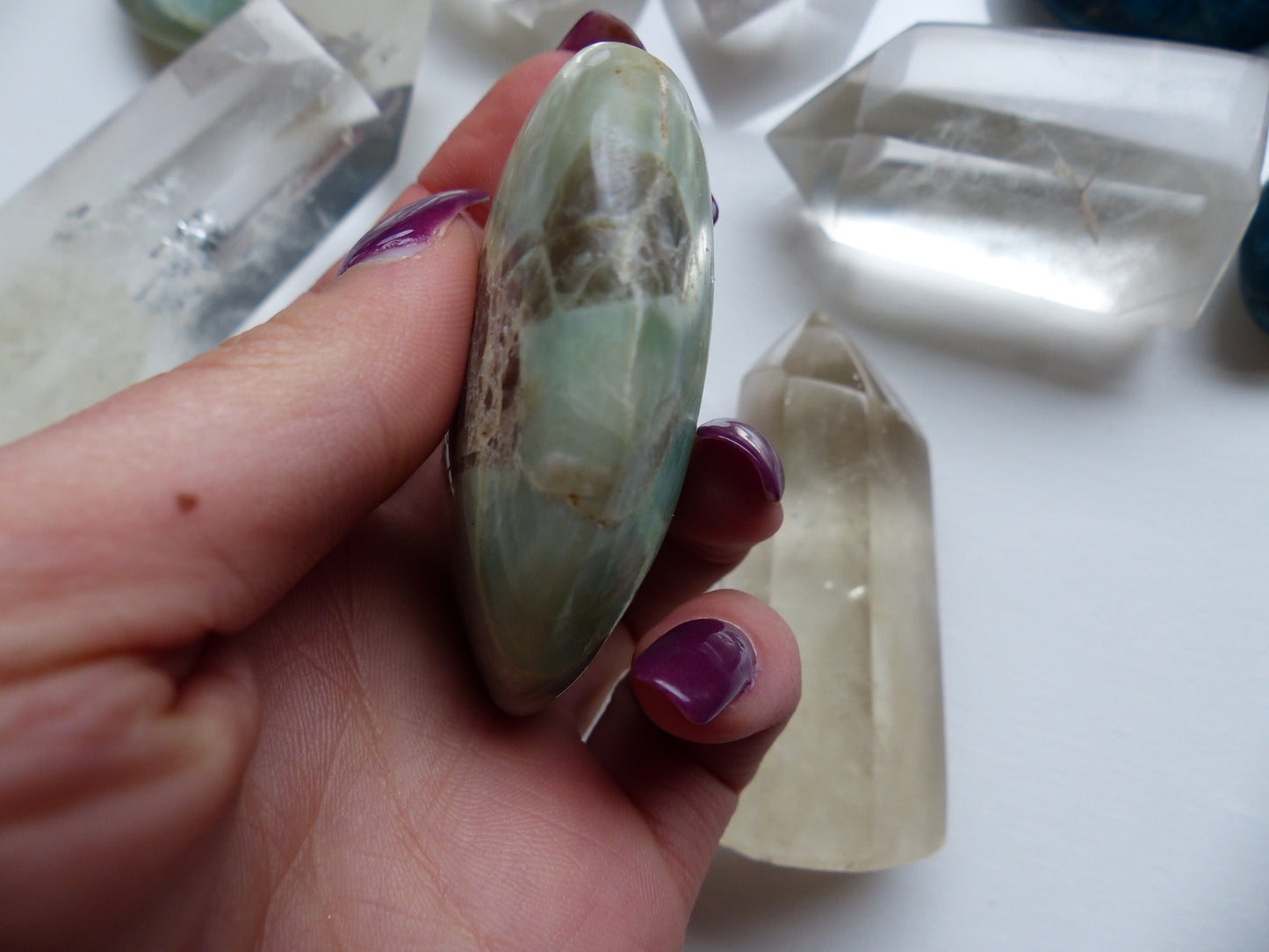 Garnierite Palm Stone with Blue Flash (#1)