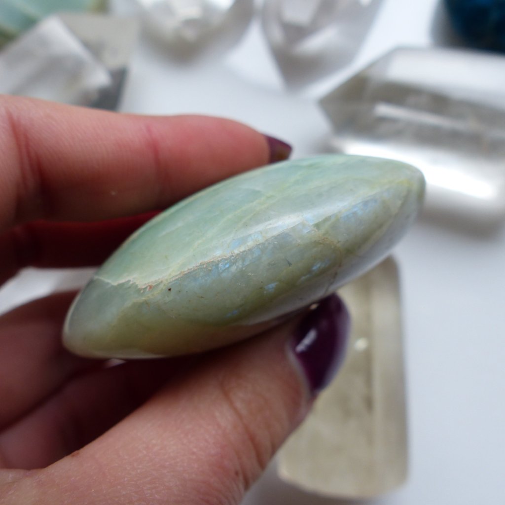 Garnierite Palm Stone with Blue Flash (#1)