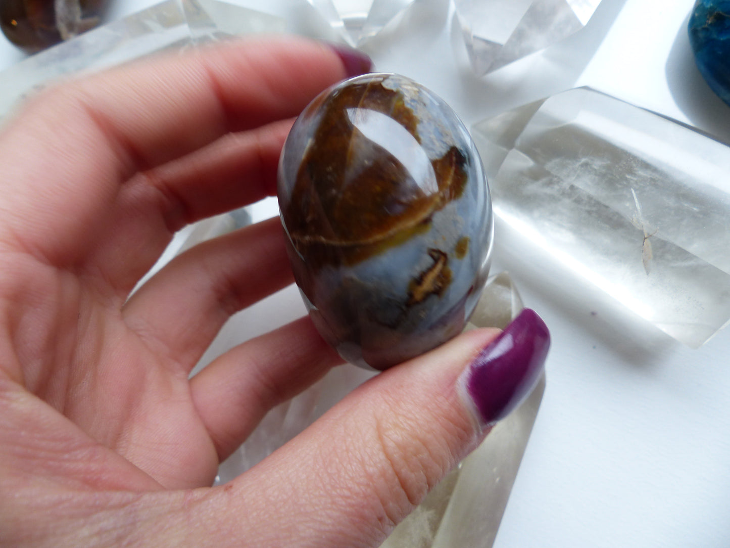 Violet Flame Agate Palm Stone (#10)