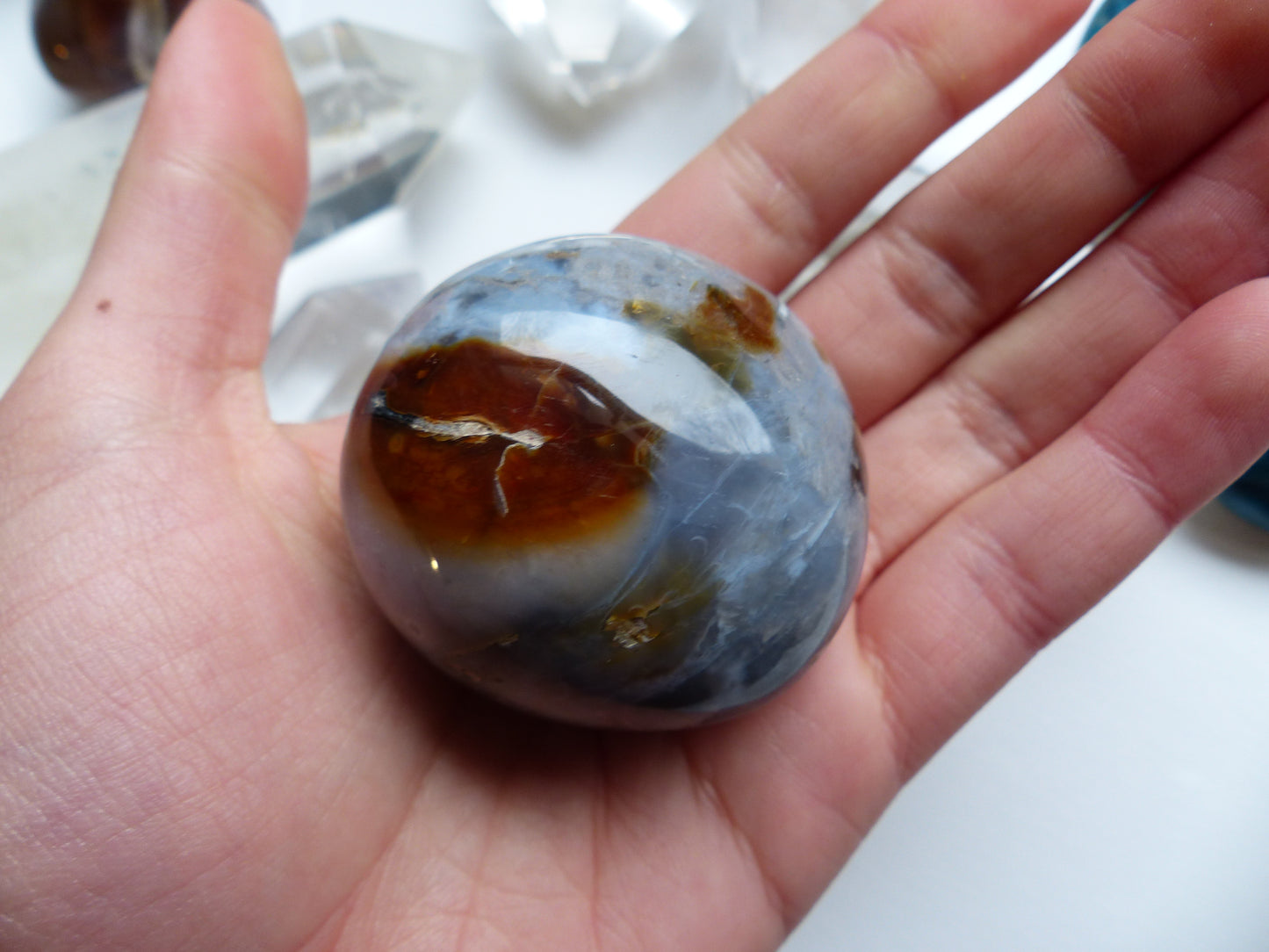 Violet Flame Agate Palm Stone (#10)