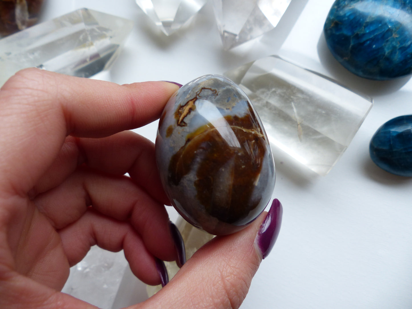 Violet Flame Agate Palm Stone (#10)