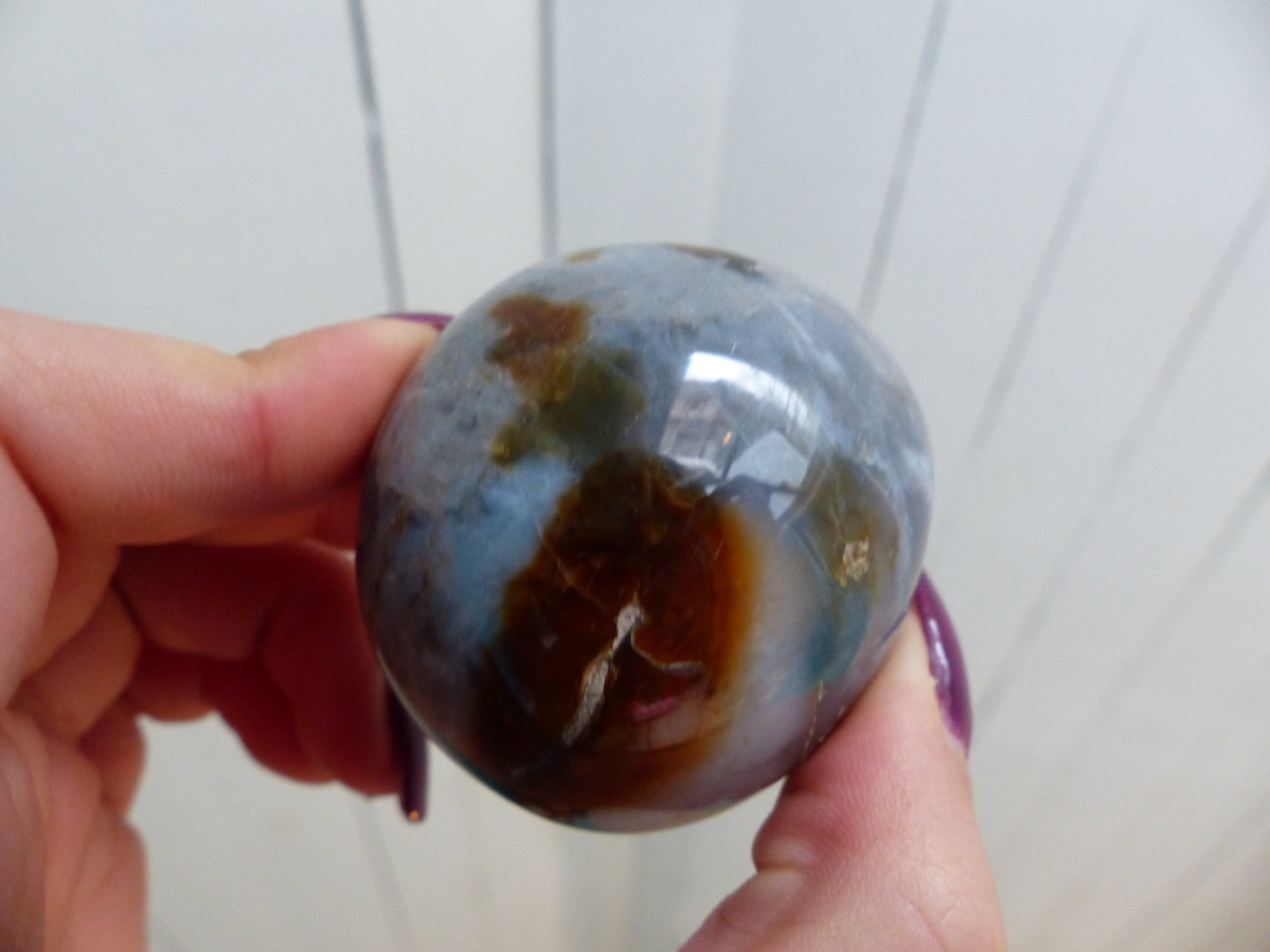 Violet Flame Agate Palm Stone (#10)