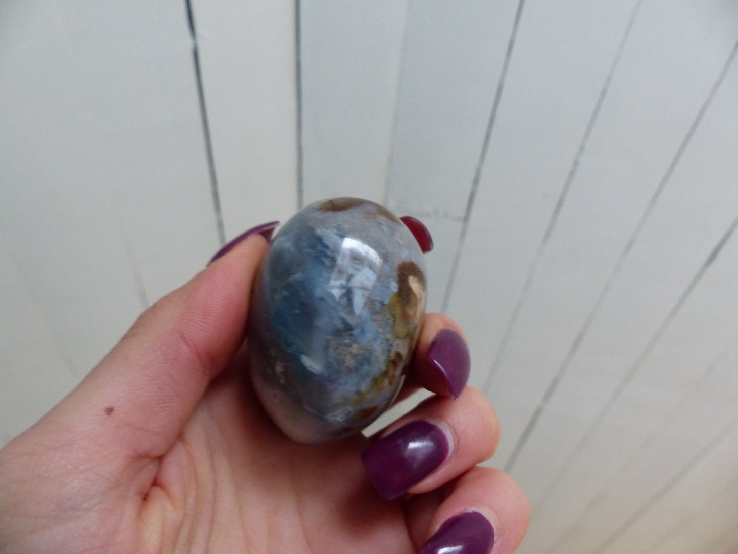 Violet Flame Agate Palm Stone (#10)