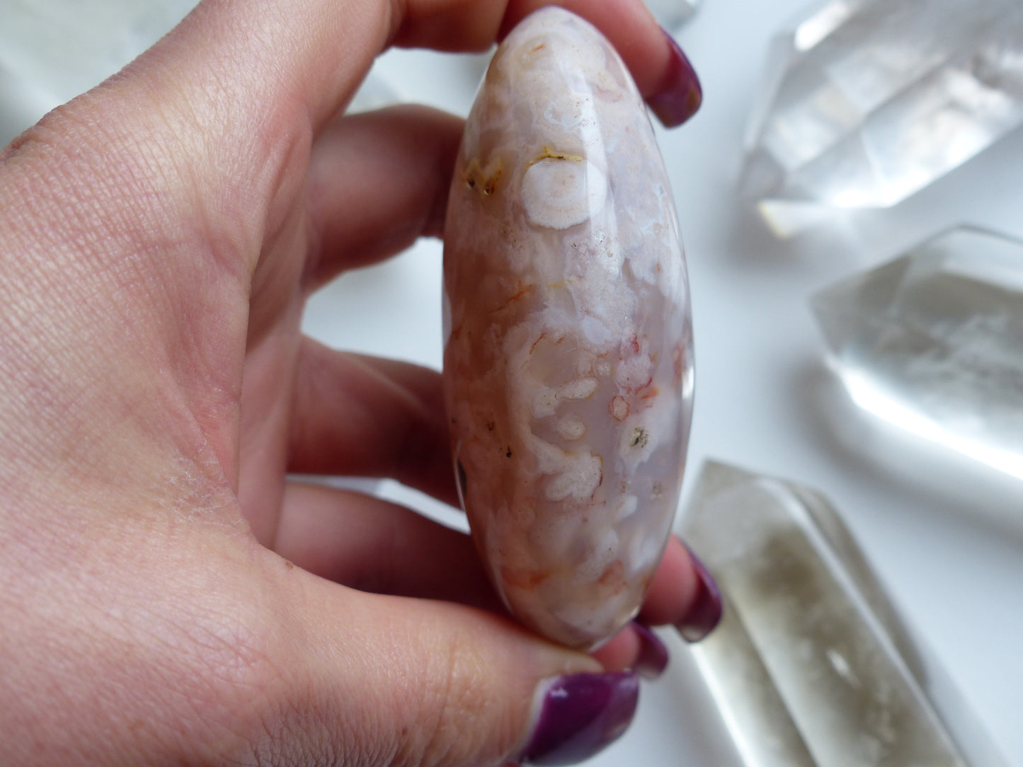Flower Agate Palm Stone (#20)
