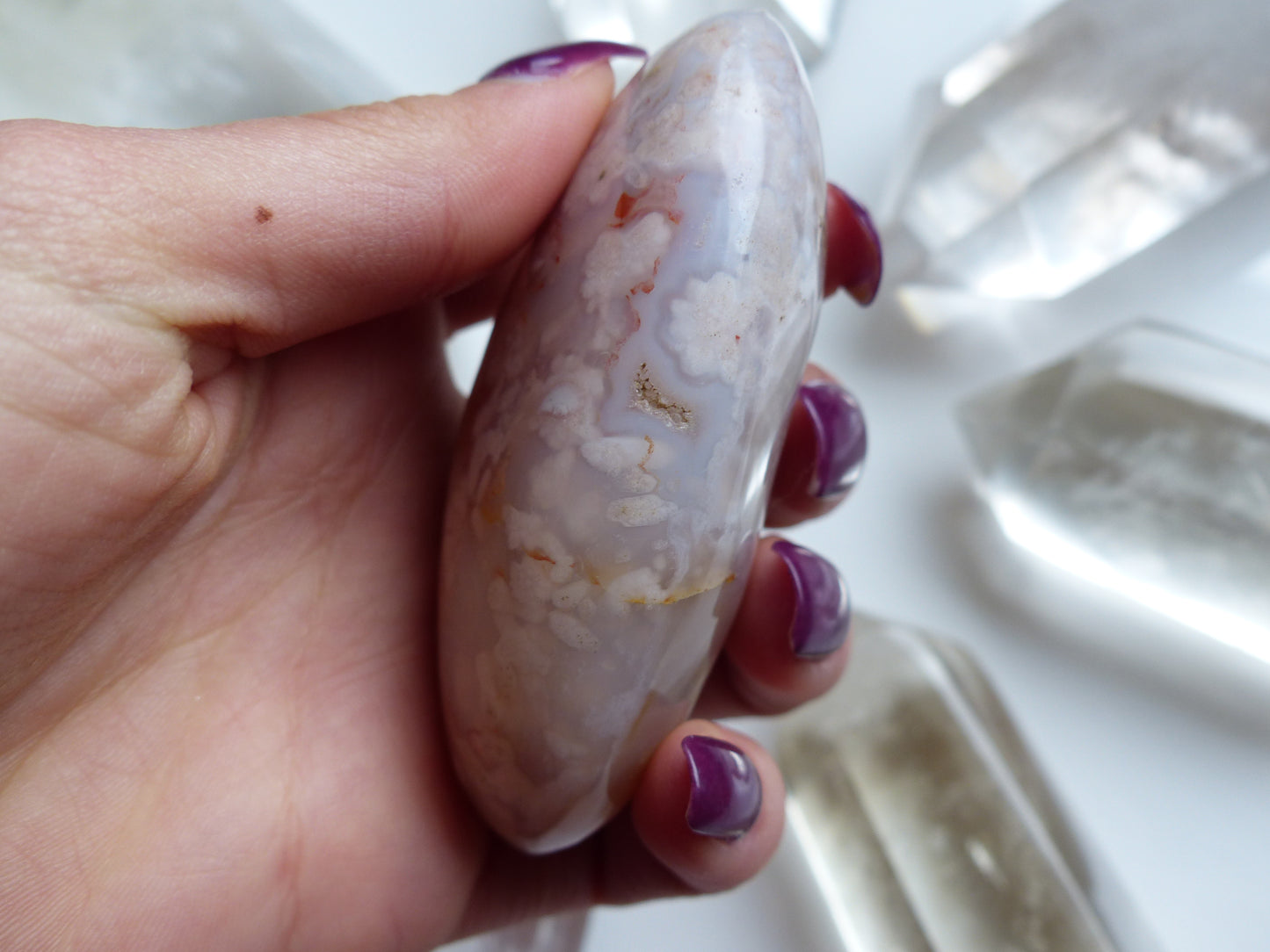 Flower Agate Palm Stone (#20)