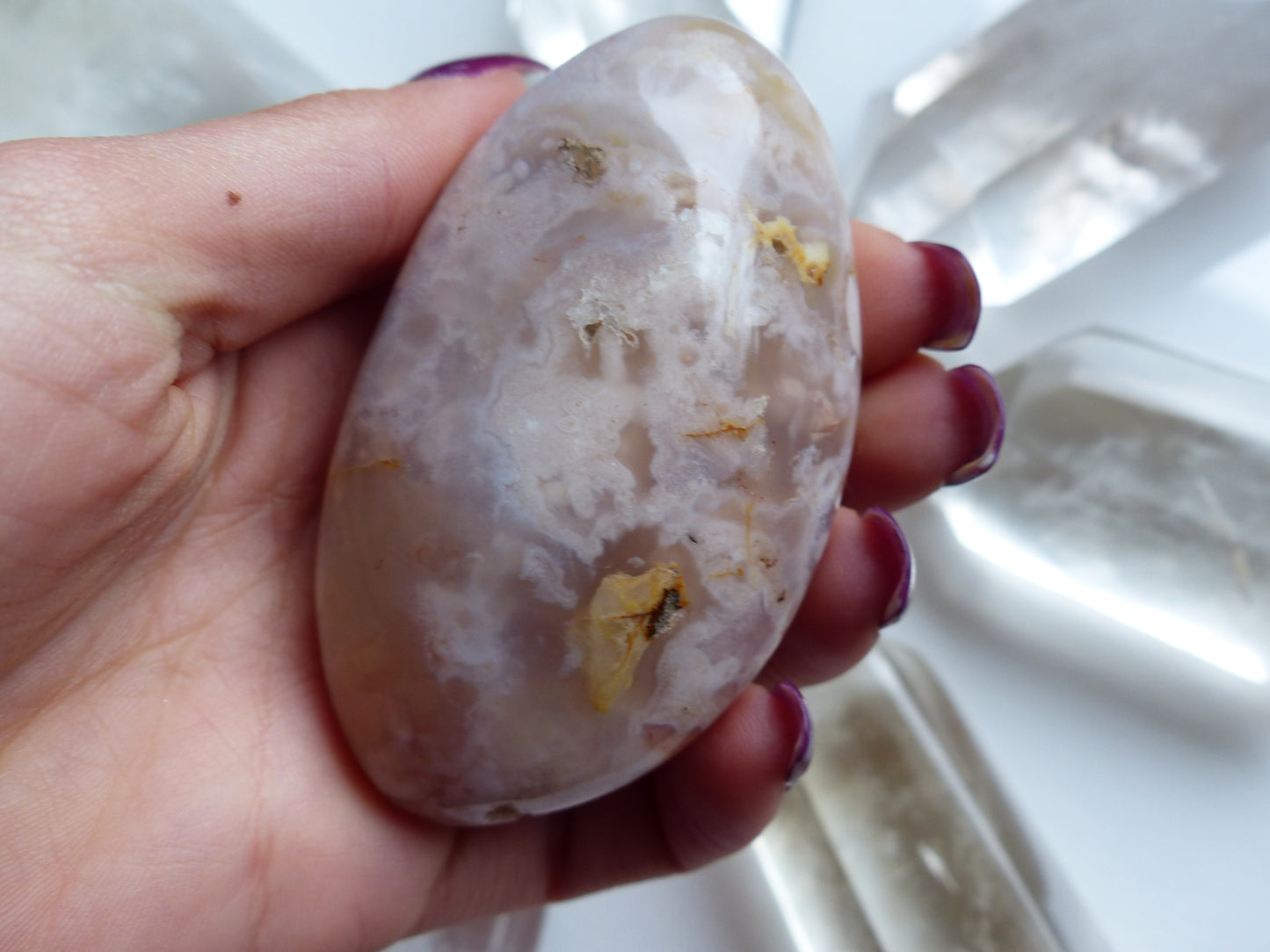 Flower Agate Palm Stone (#20)