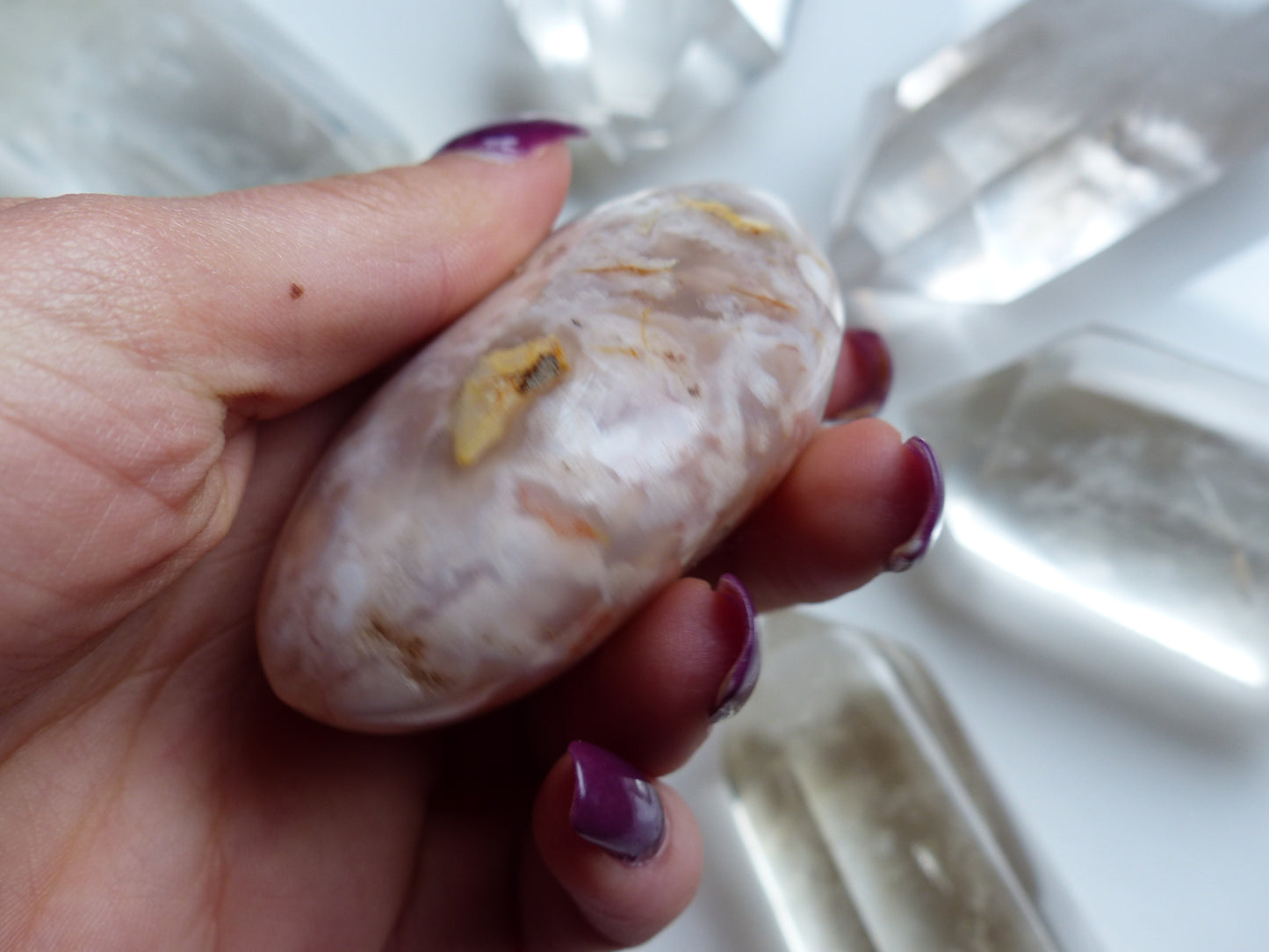 Flower Agate Palm Stone (#20)