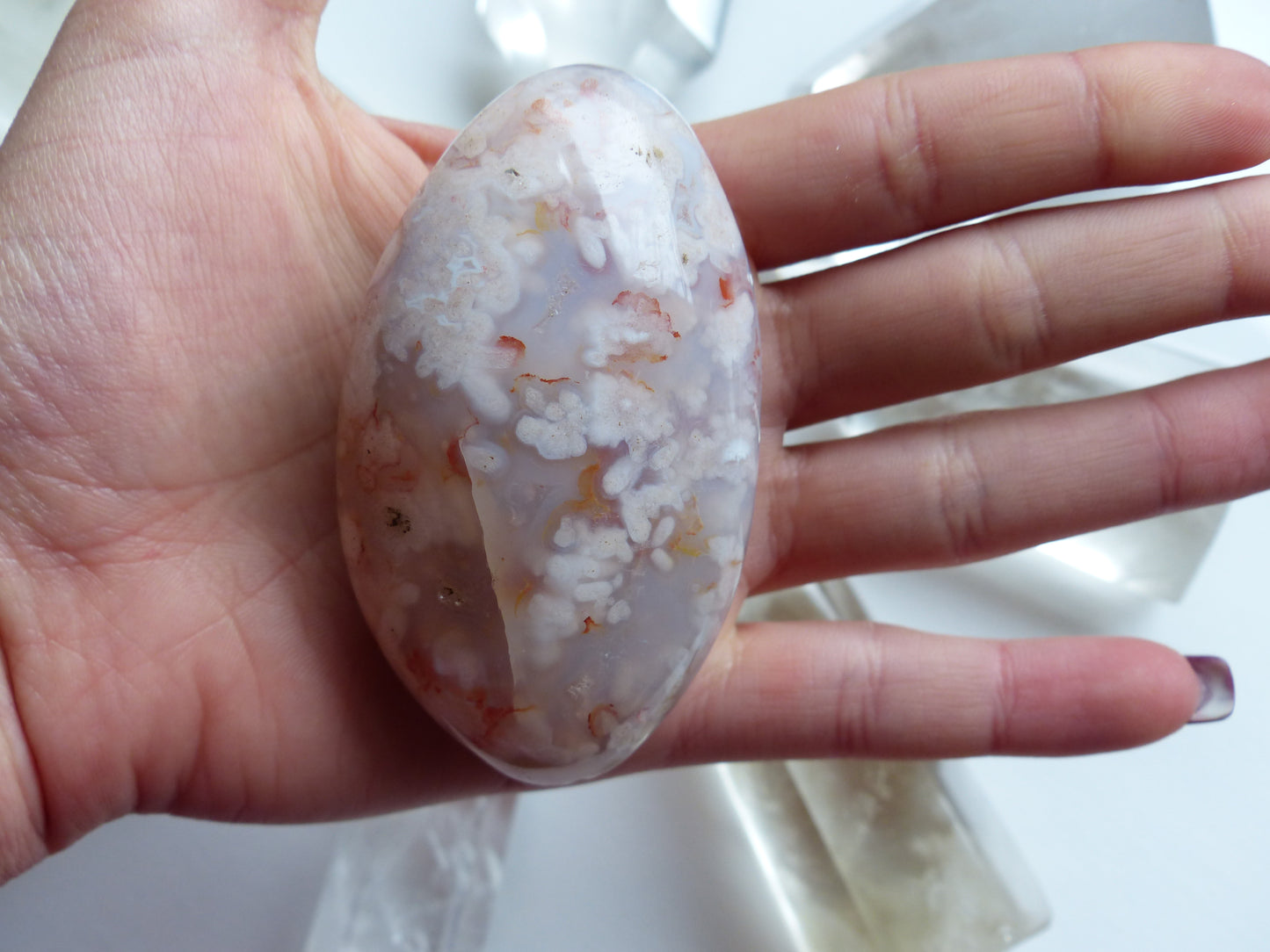 Flower Agate Palm Stone (#20)
