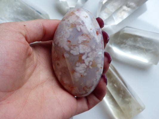 Flower Agate Palm Stone (#20)