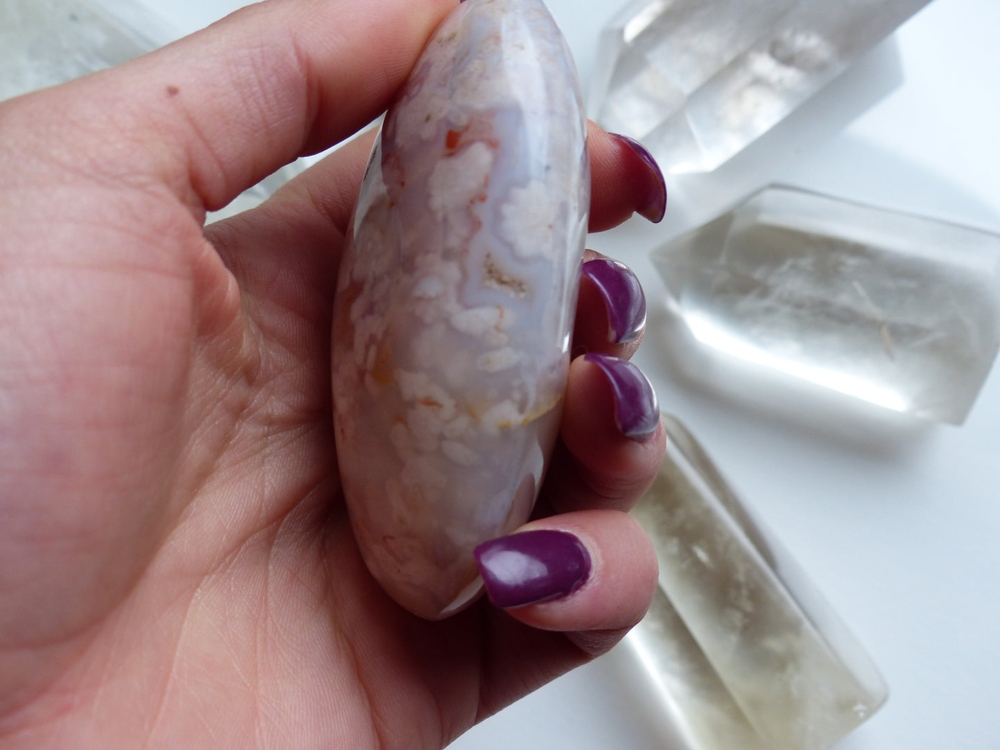 Flower Agate Palm Stone (#20)