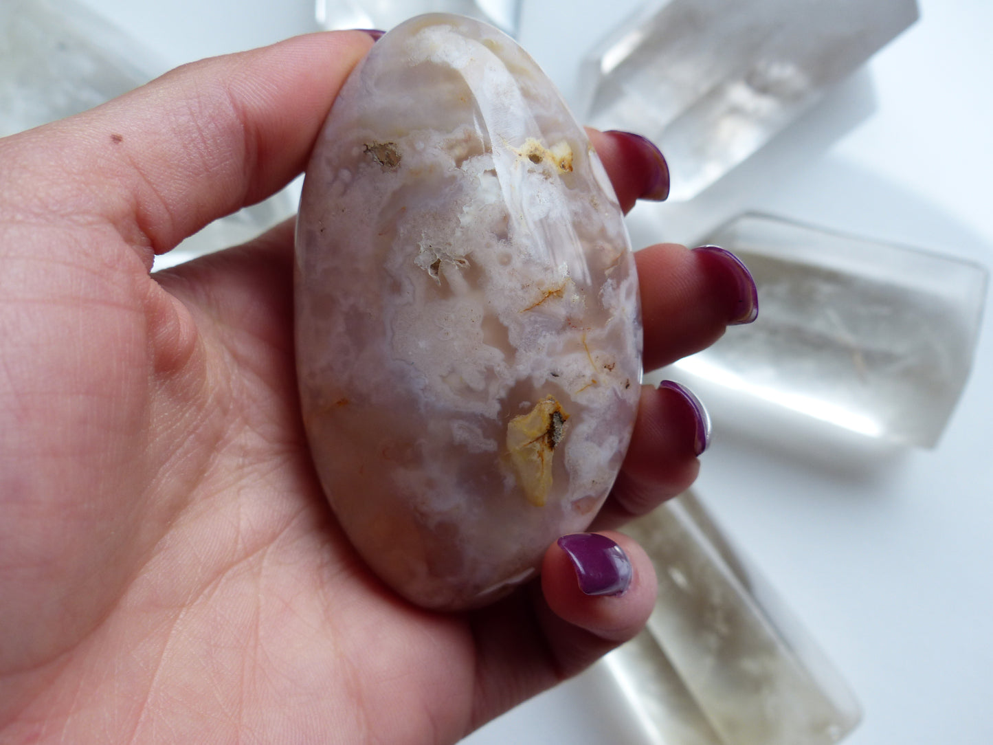 Flower Agate Palm Stone (#20)
