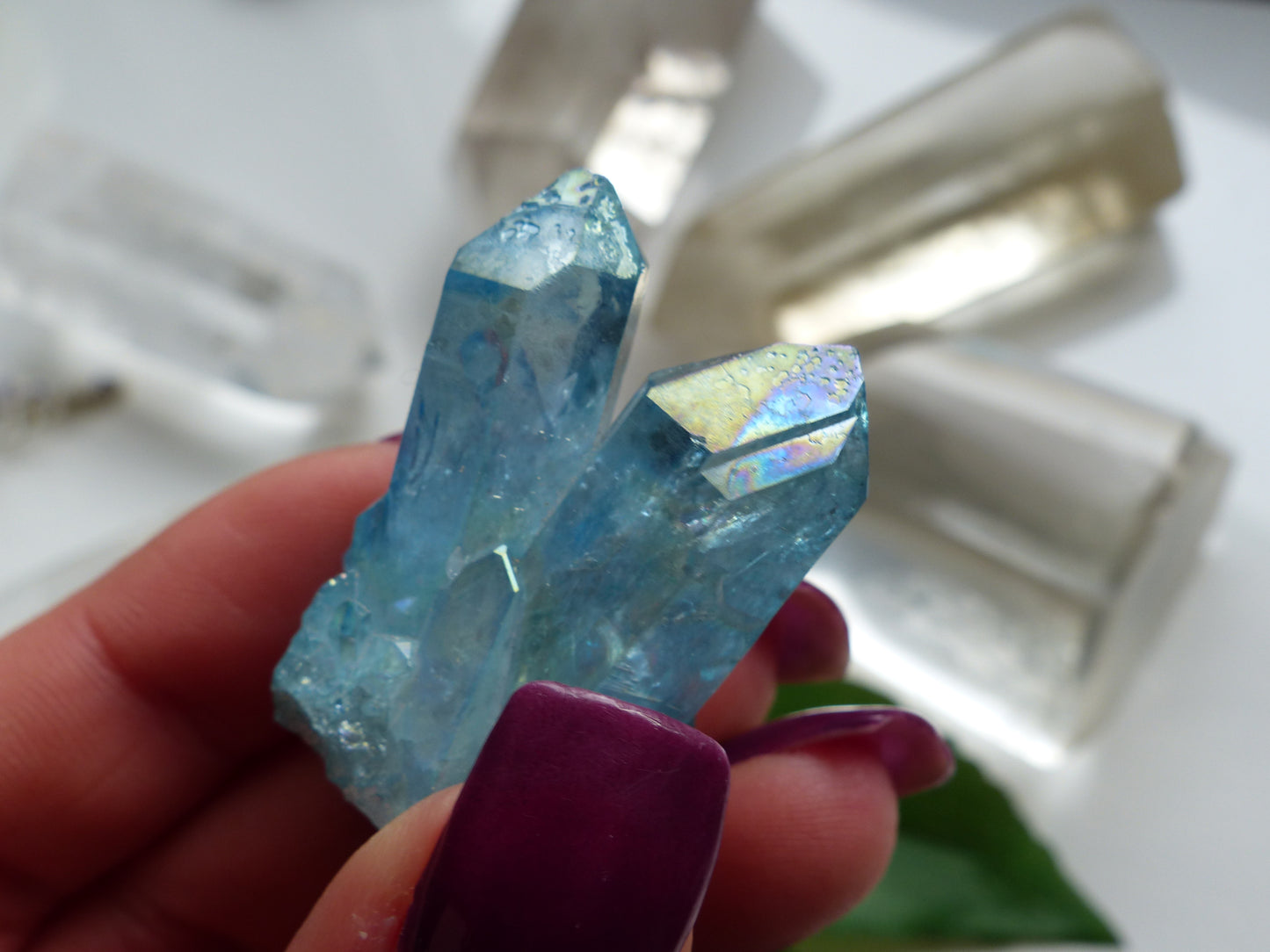 Arkansas Aqua Aura Quartz Point (#7) - Simply Affinity
