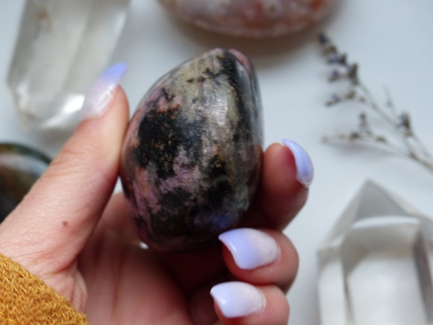 Rhodonite Palm Stone (#2)