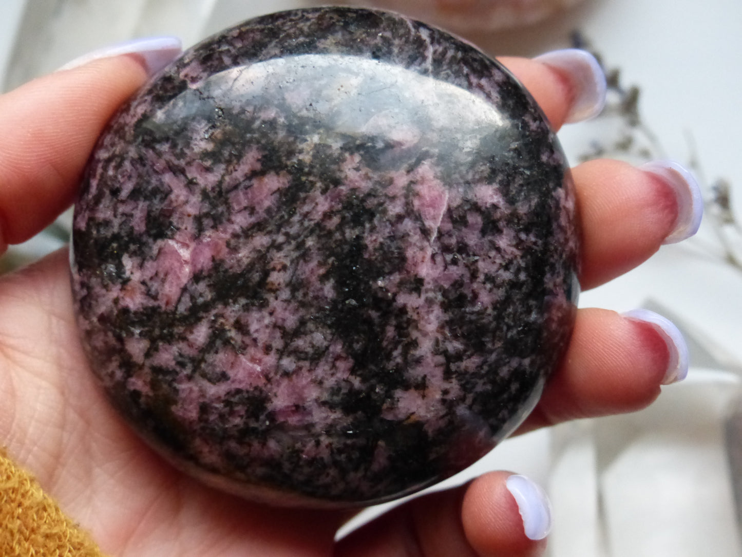 Rhodonite Palm Stone (#1)