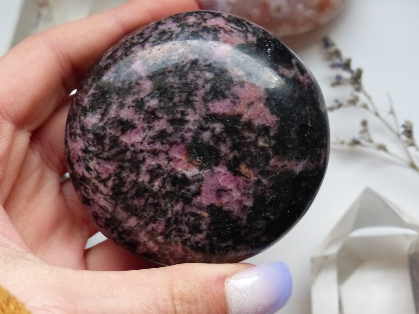 Rhodonite Palm Stone (#1)