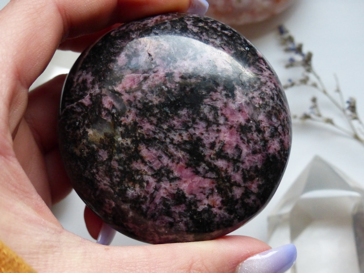 Rhodonite Palm Stone (#1)