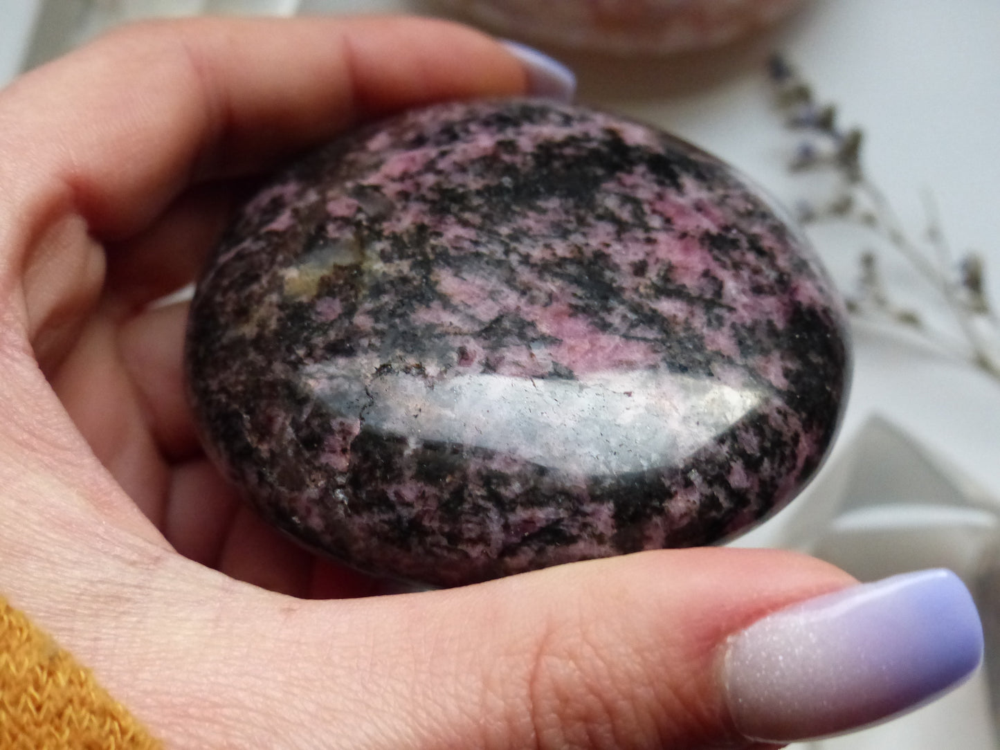 Rhodonite Palm Stone (#1)
