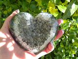 Black Amethyst Geode & Agate Heart (#9)