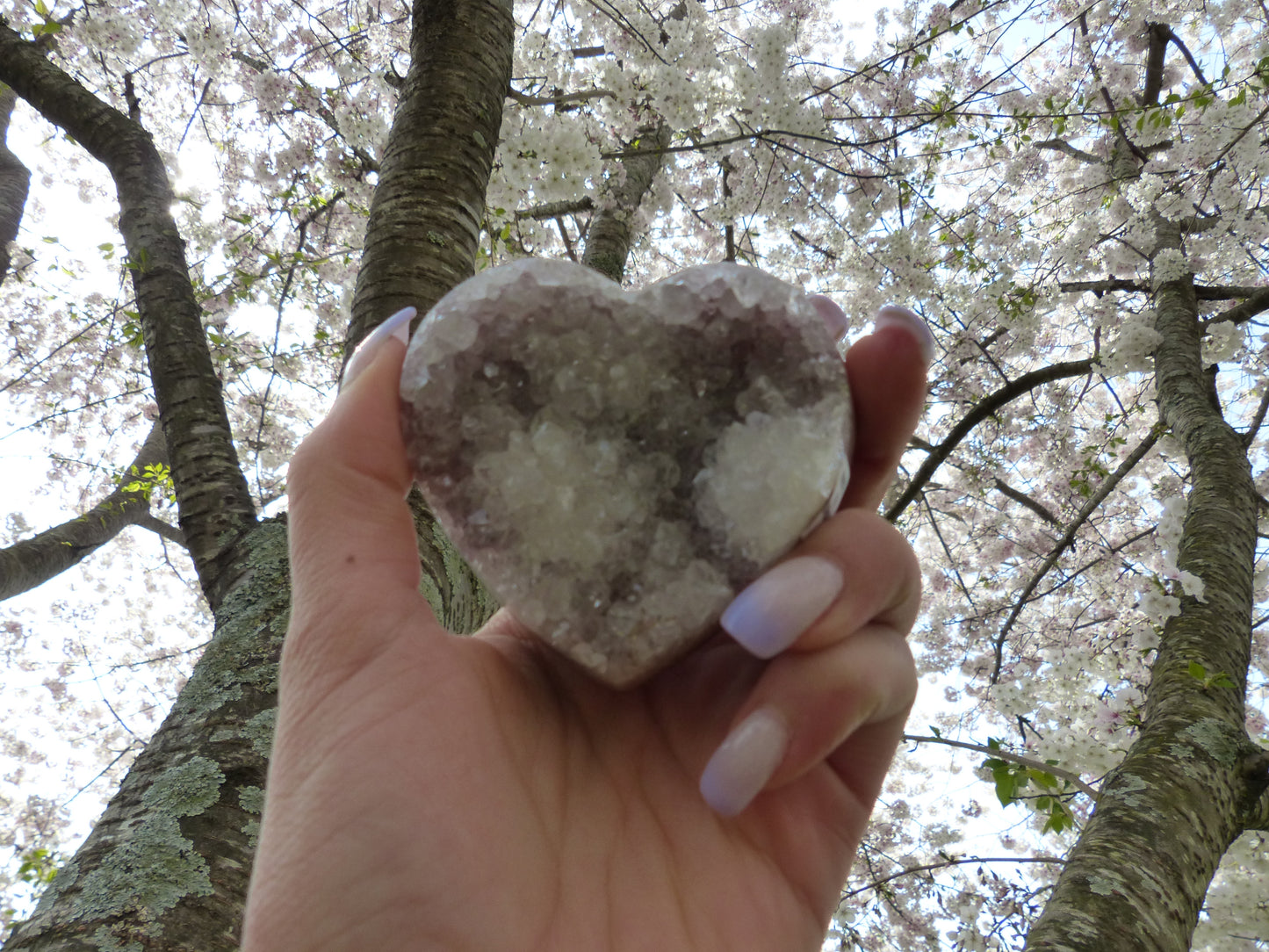 Pink Amethyst Geode & Agate Heart (#15)