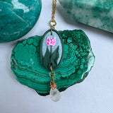 Framed Tulip and Rose Quartz Necklace - Ready to Ship - Simply Affinity