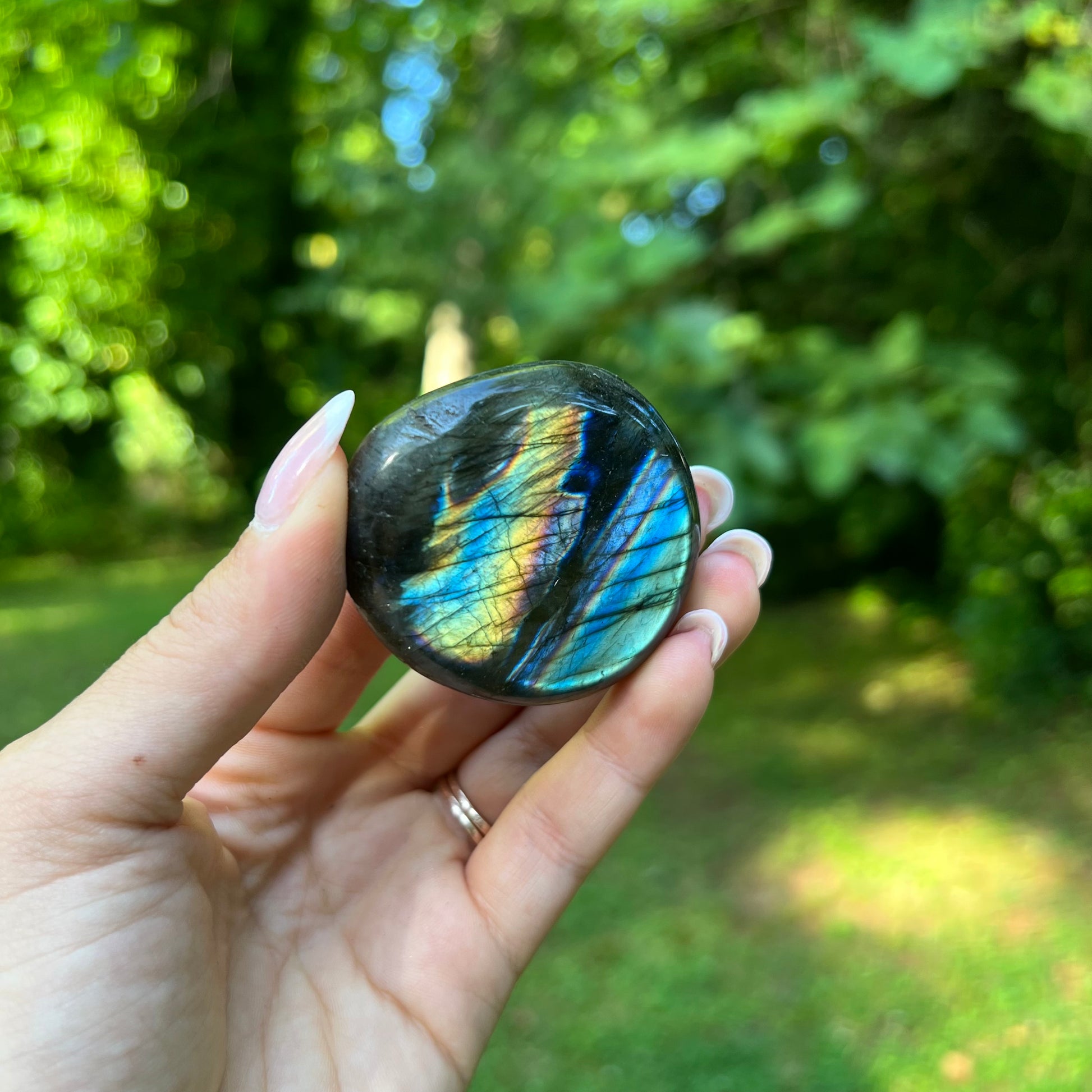 Rainbow Labradorite Palm Stone (#319) - Simply Affinity