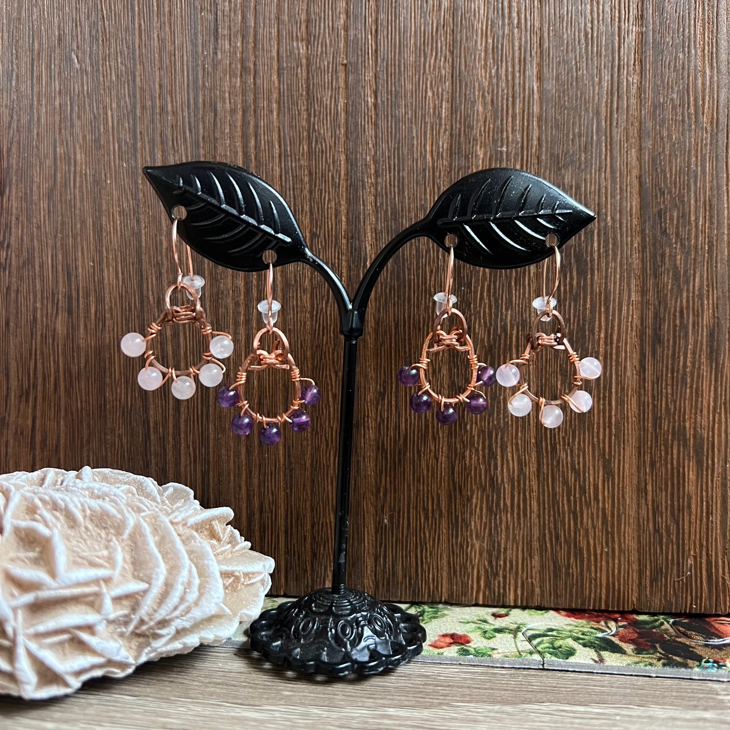 Lucky Amethyst or Rose Quartz Earrings - Simply Affinity