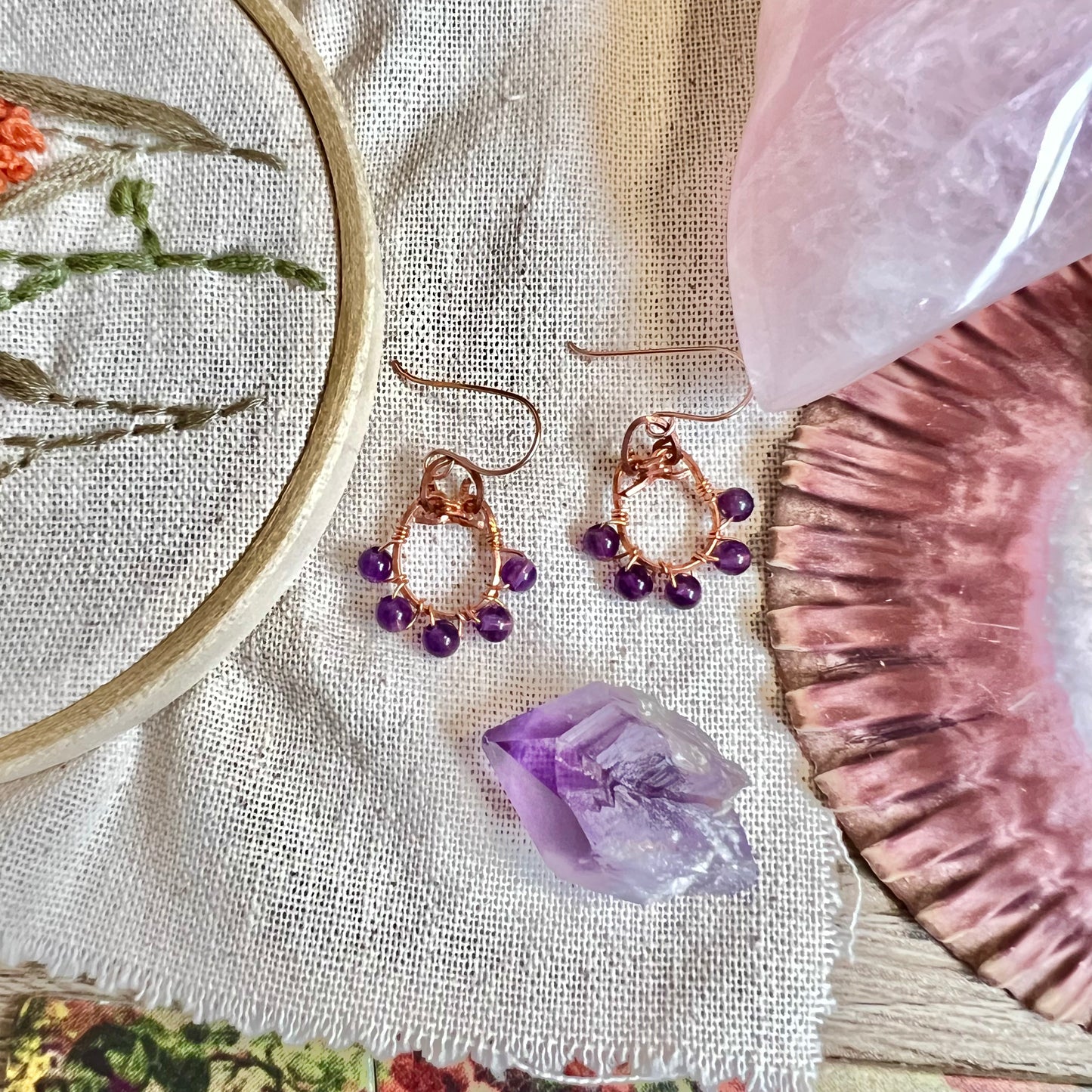 Lucky Amethyst or Rose Quartz Earrings - Simply Affinity