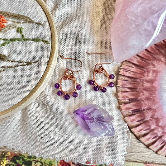 Lucky Amethyst or Rose Quartz Earrings - Simply Affinity