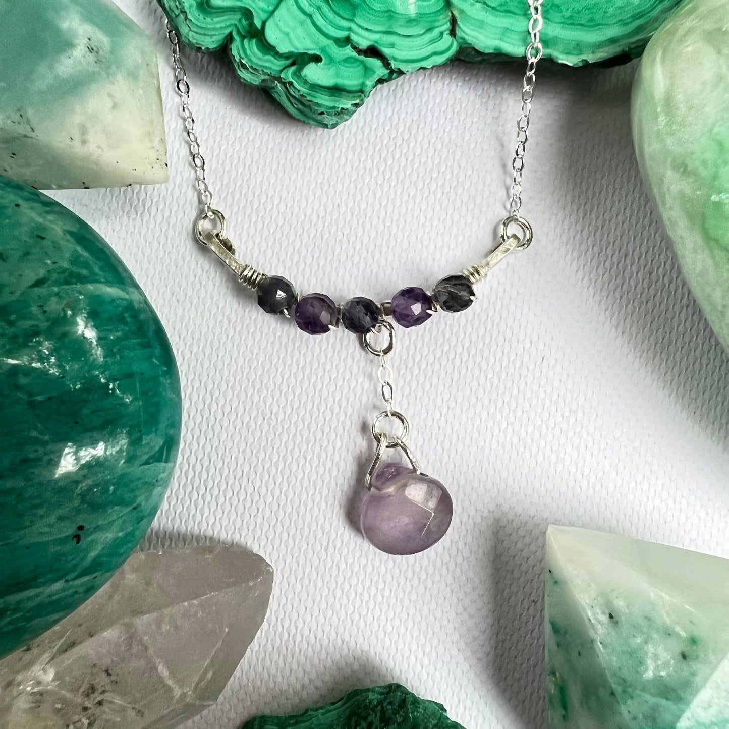 Dainty Amethyst & Iolite Necklace in Sterling Silver - Ready to Ship - Simply Affinity