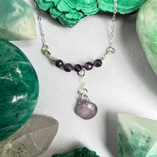 Dainty Amethyst & Iolite Necklace in Sterling Silver - Ready to Ship - Simply Affinity