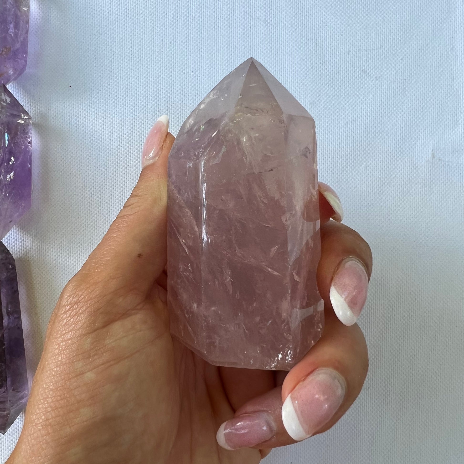 Rose Quartz Point with Rainbow Inclusions(#7) - Simply Affinity