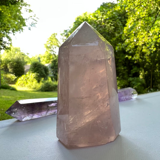 Rose Quartz Point with Rainbow Inclusions(#7) - Simply Affinity