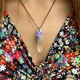 Wisteria Flowers Quartz Point Necklace - Ready to Ship - Simply Affinity