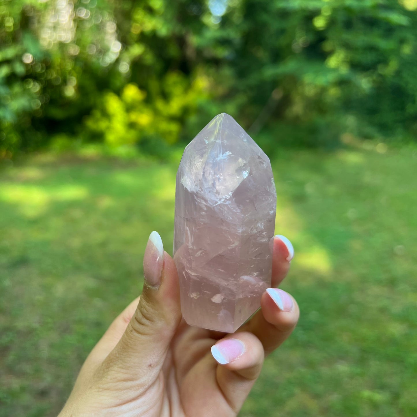 Rose Quartz Point with Rainbow Inclusions(#7) - Simply Affinity