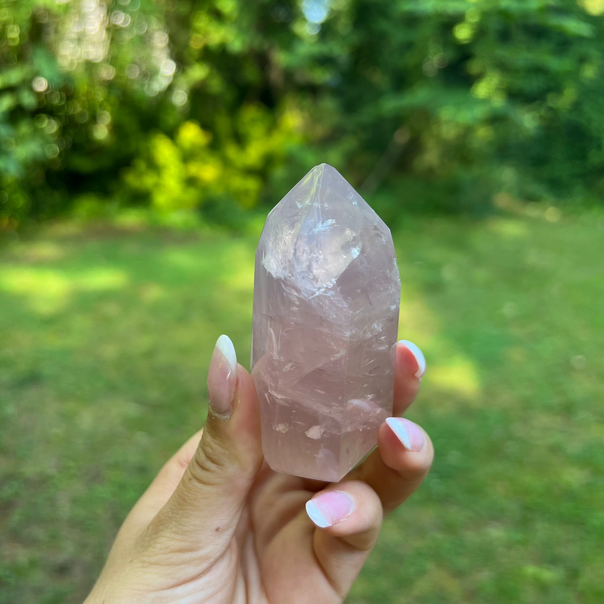 Rose Quartz Point with Rainbow Inclusions(#7) - Simply Affinity