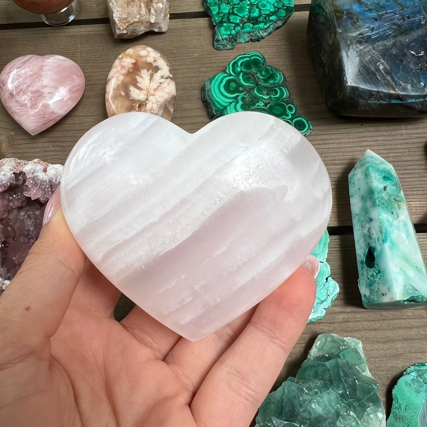 Pink Mangano Calcite Heart - FLUORESCENT (#1) - Simply Affinity