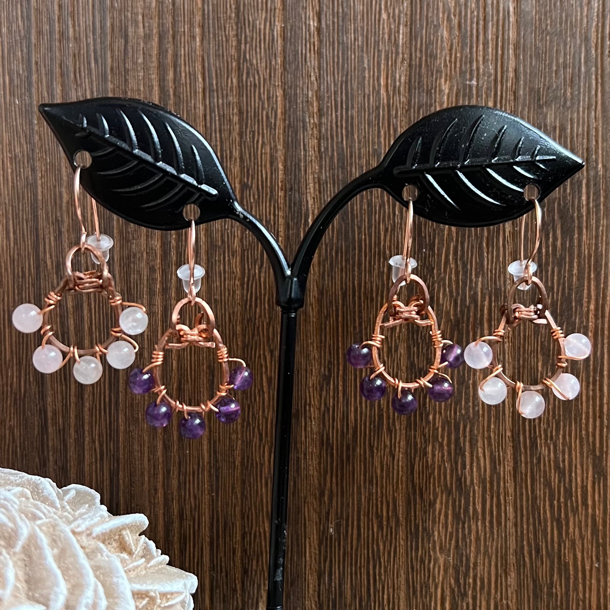 Lucky Amethyst or Rose Quartz Earrings - Simply Affinity
