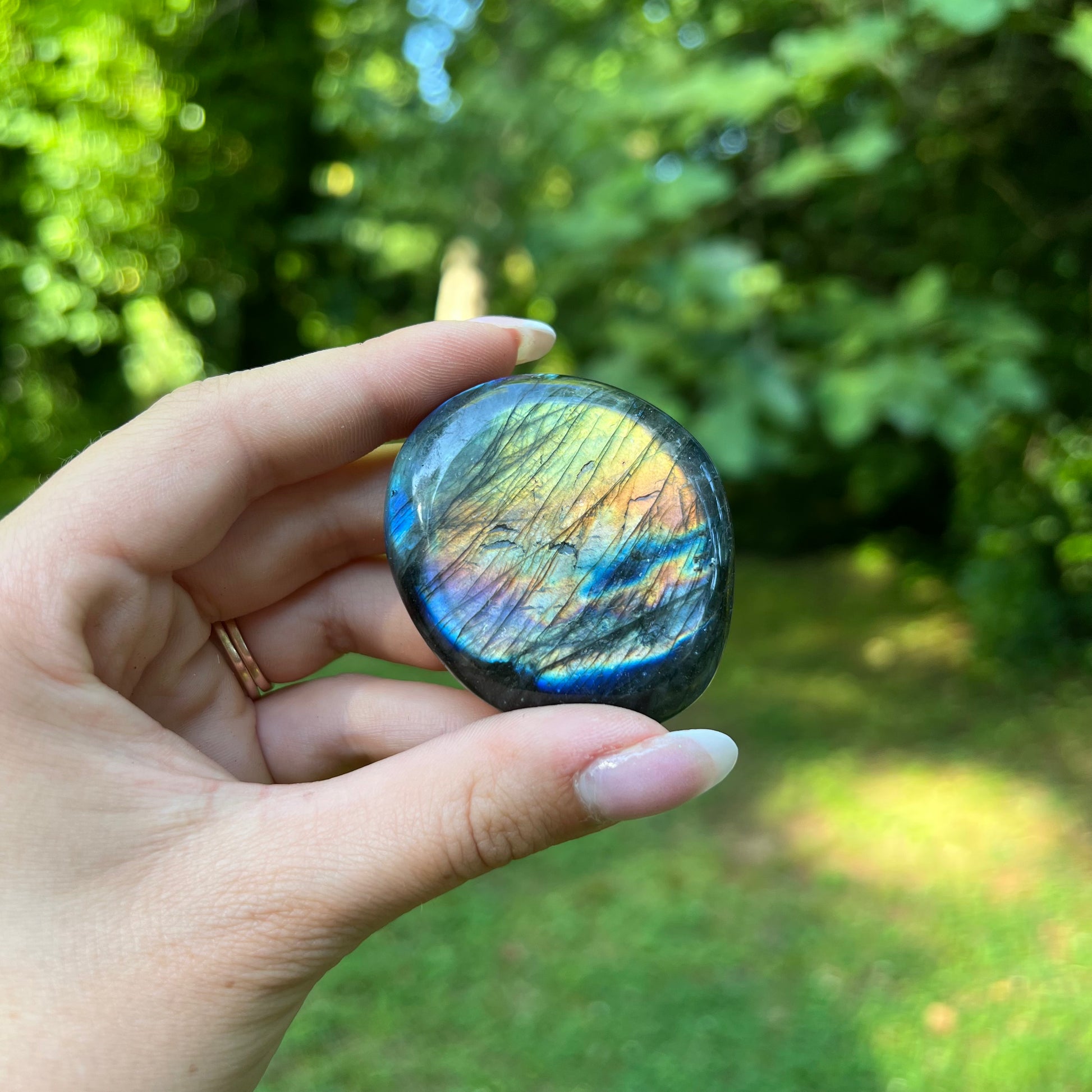 Rainbow Labradorite Palm Stone (#319) - Simply Affinity