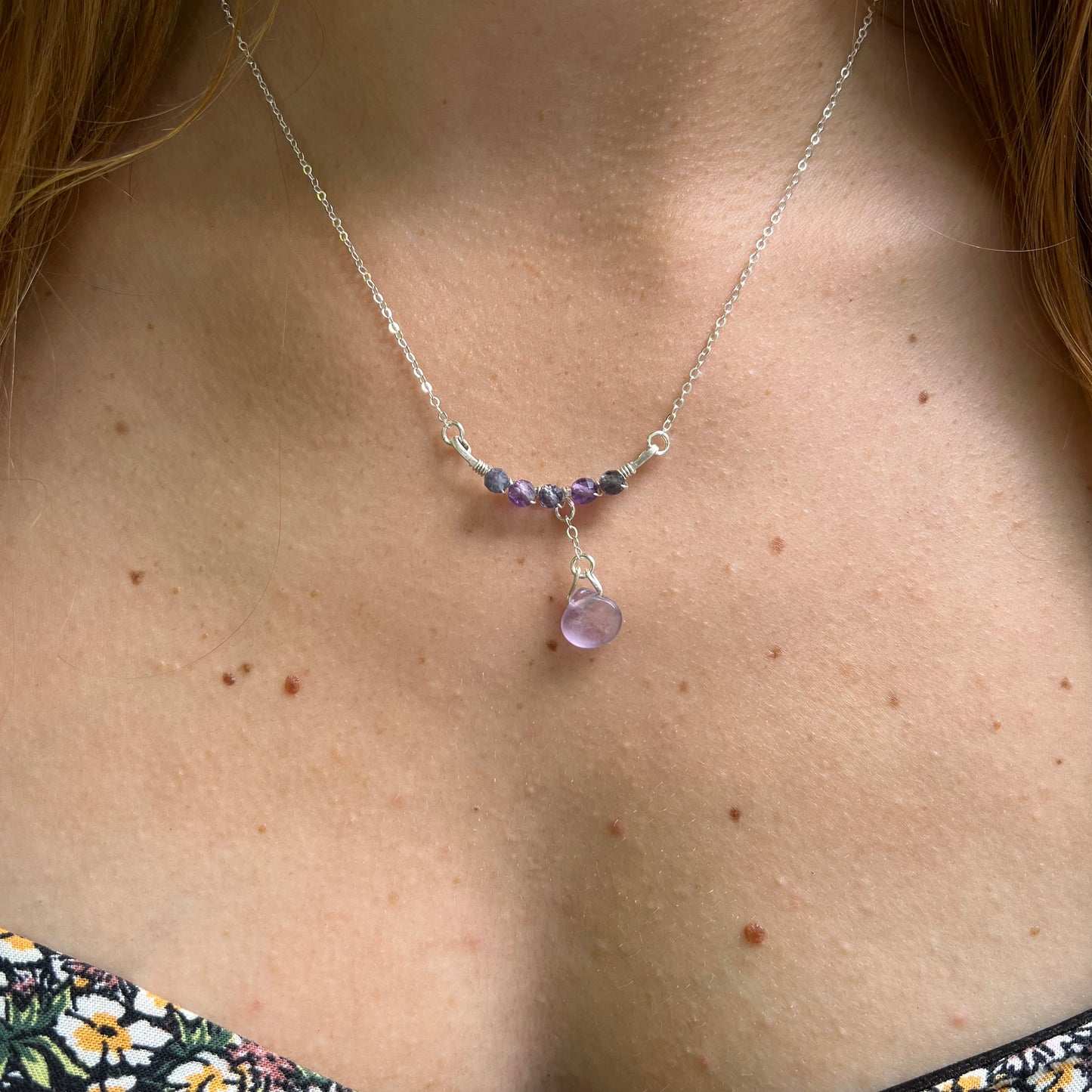 Dainty Amethyst & Iolite Necklace in Sterling Silver - Ready to Ship - Simply Affinity