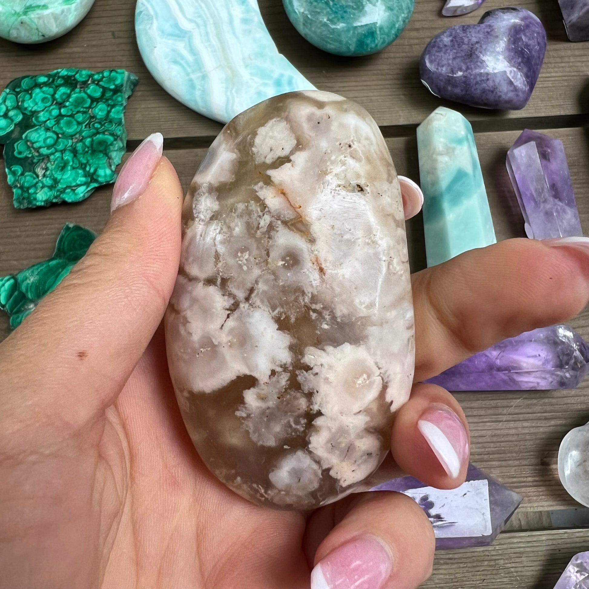 Flower Agate Palm Stone (#33) - Simply Affinity