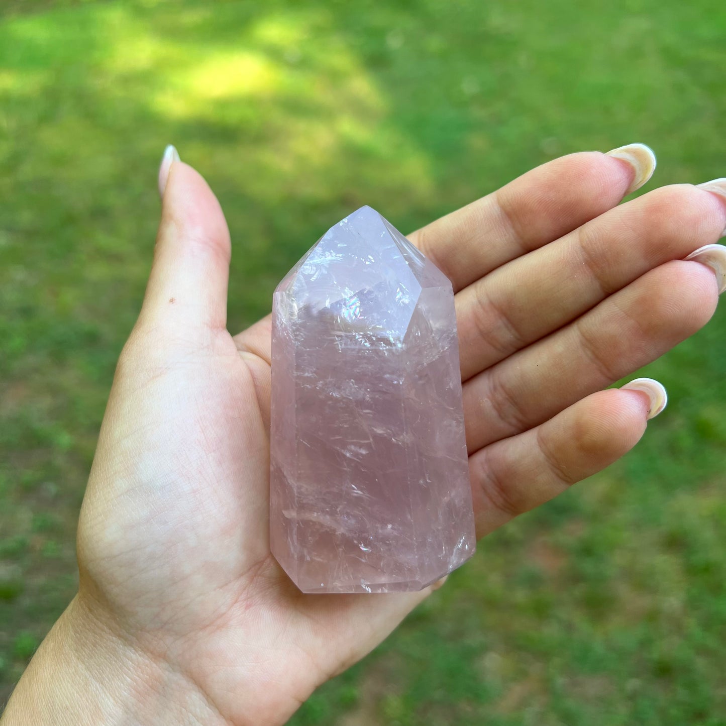 Rose Quartz Point with Rainbow Inclusions(#7) - Simply Affinity