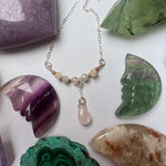 PRE-ORDER - Dainty Aquamarine, Morganite, and Rose Quartz Necklace in Sterling Silver/Rose Gold Fill - Simply Affinity